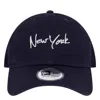 New Era Navy New York Script Classic Cap In Blue