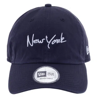 New Era Navy New York Script Classic Cap In Blue