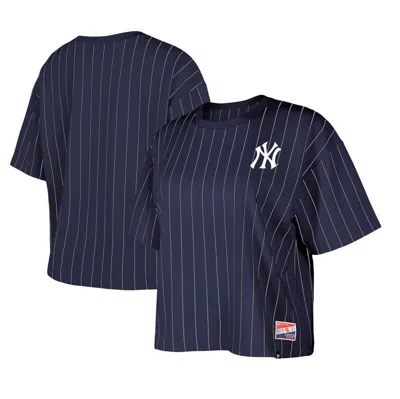 New Era Navy New York Yankees Boxy Pinstripe T-shirt In Blue