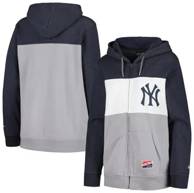 New Era Navy New York Yankees Colorblock Full-zip Hoodie Jacket