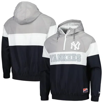 New Era Navy New York Yankees Ripstop Raglan Quarter-zip Hoodie Windbreaker Jacket