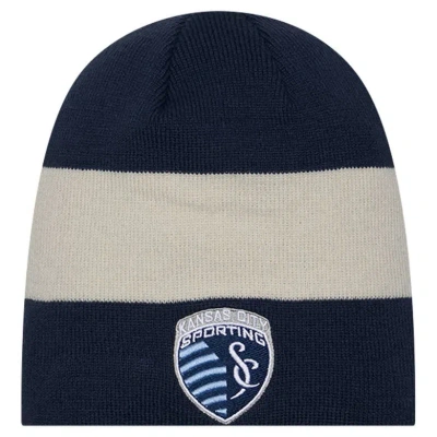 New Era Navy Sporting Kansas City 2024 Kick Off Collection Knit Beanie In Blue