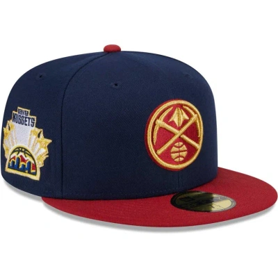 New Era Men's  Navy, Red Denver Nuggets Gameday Gold Pop Stars 59fifty Fitted Hat In Navy,red