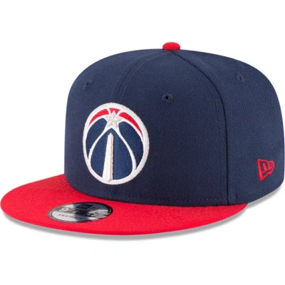 New Era Men's  Navy, Red Washington Wizards 2-tone 9fifty Adjustable Snapback Hat In Navy,red