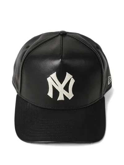 New Era New York Yankees 9forty A-frame Leather Cap In Black