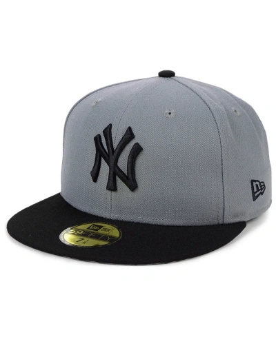 New Era New York Yankees Basic Gray Black 59fifty Fitted Cap In Gray,black