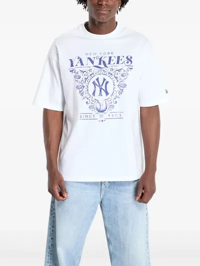 New Era New York Yankees Floral-print T-shirt In White