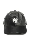 New Era New York Yankees Leather Cap In Black