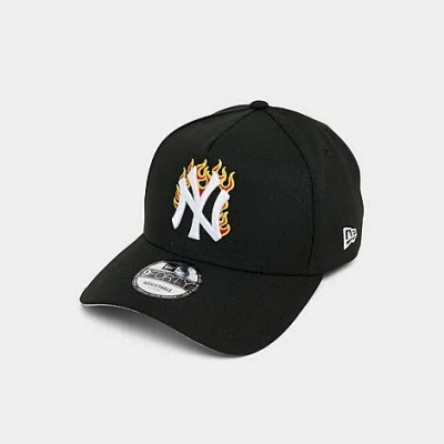 New Era New York Yankees Mlb 9forty A-frame Flames Snapback Hat In Black
