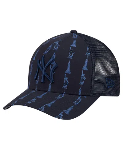 New Era New York Yankees Tonal Icon 9forty M-crown Trucker Adjustable Baseball Cap In Blue