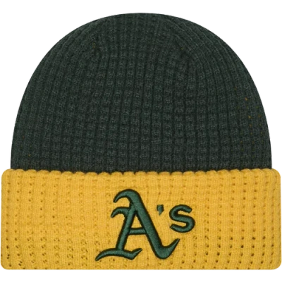 New Era Oakland Athletics  As Waffle Knit Hat In Green/white