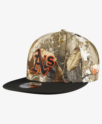 New Era Oakland Athletics Realtree Orange Pop 9fifty Baseball Cap In Black