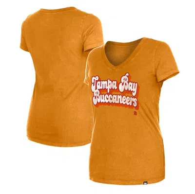 New Era Orange Tampa Bay Buccaneers Enzyme Wash Low V-neck T-shirt