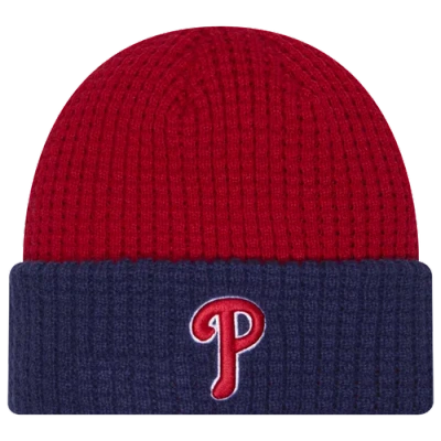 New Era Philadelphia Phillies  Phillies Waffled Knit Hat In Red/navy