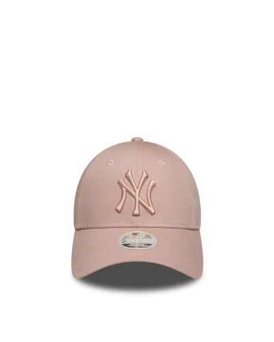 New Era Pink Logo Baseball Hat In White