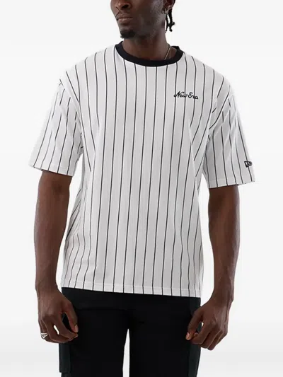 New Era Pinstripe-print Logo-embroidered T-shirt In Animal Print