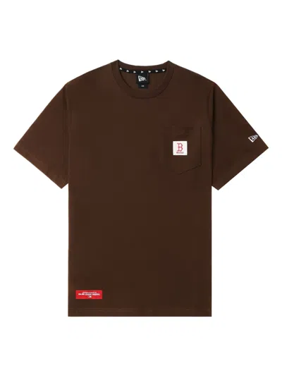 New Era Pocket-detail T-shirt In Brown