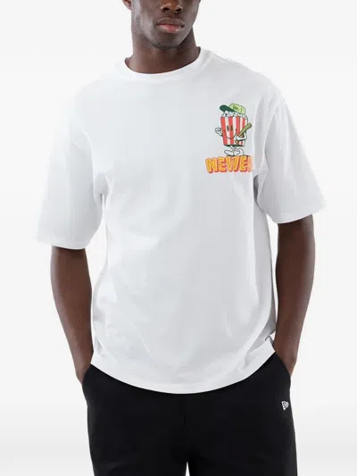 New Era Popcorn Oversized Graphic-print T-shirt In White