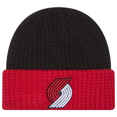 New Era Portland Trail Blazers  Trailblazers Waffled Knit Hat In Black/red