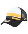 New Era Preschool Black Pittsburgh Steelers Sport Night Color Block 9forty A-frame Trucker Adjustable Hat In Black