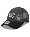 New Era Little Boys And Girls  Graphite, Black Las Vegas Raiders Reflect 9forty Adjustable Hat In Graphite,black
