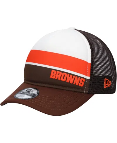 New Era Kids' Preschool Brown Cleveland Browns Sport Night Color Block 9forty A-frame Trucker Adjustable Hat