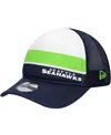 New Era Big Boys And Girls College Navy Seattle Seahawks Sport Night Color Block 9forty A-frame Trucker Adju In Black