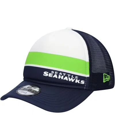 NEW ERA PRESCHOOL COLLEGE NAVY SEATTLE SEAHAWKS SPORT NIGHT COLOR BLOCK 9FORTY A-FRAME TRUCKER ADJUSTABLE HA