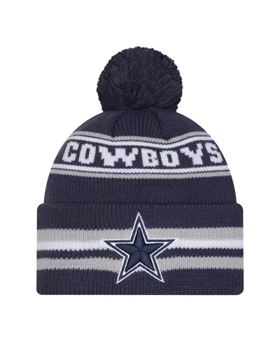 New Era Kids' Pre-school Navy Dallas Cowboys Classic Cuffed Pom With Knit Hat In Blue
