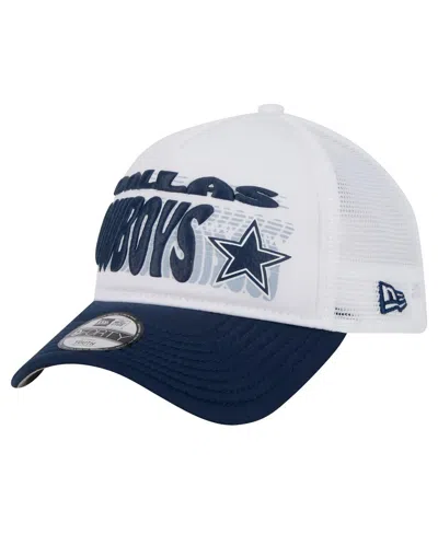 New Era Kids' Preschool White/navy Dallas Cowboys Team Printed A Frame 9forty Adjustable Hat