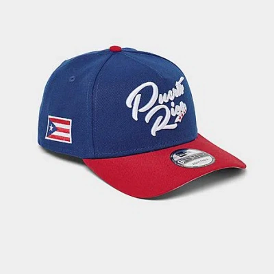 New Era Puerto Rico 9forty Snapback Hat In Navy/red