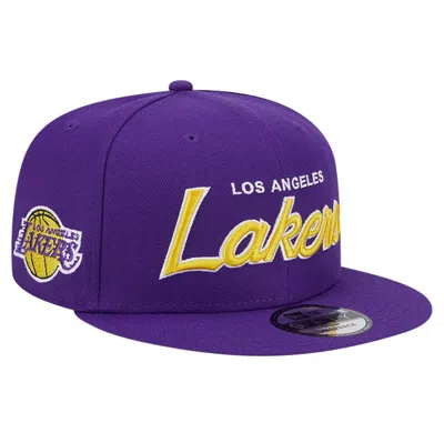 New Era Purple Los Angeles Lakers Evergreen Script Side Patch 9fifty Snapback Hat
