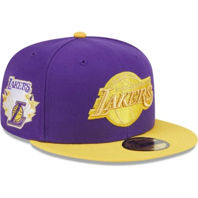 New Era Men's  Purple, Gold Los Angeles Lakers Gameday Gold Pop Stars 59fifty Fitted Hat In Purple,gold