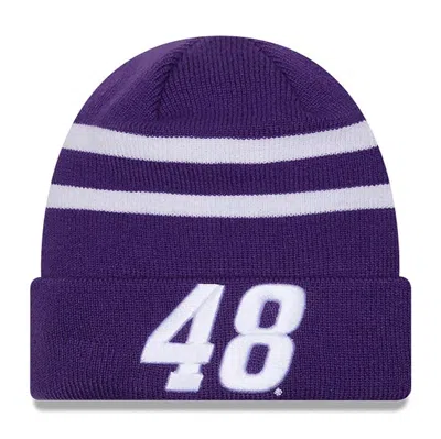 New Era Purple/white Alex Bowman Cuffed Knit Hat
