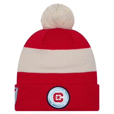 New Era Red Chicago Fire 2024 Kick Off Collection Cuffed Knit Hat With Pom
