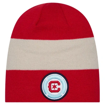 New Era Red Chicago Fire 2024 Kick Off Collection Knit Beanie In White