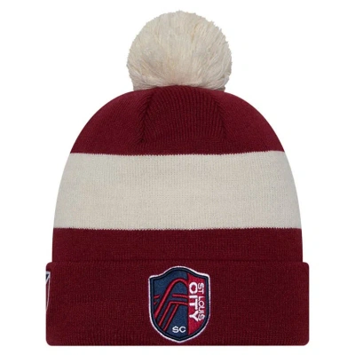New Era Red St. Louis City Sc 2024 Kick Off Collection Cuffed Knit Hat With Pom