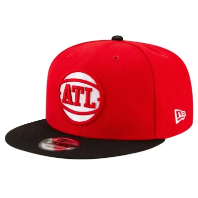 New Era Men's  Red, Black Atlanta Hawks Official Team Color 2tone 9fifty Snapback Hat In Red,black