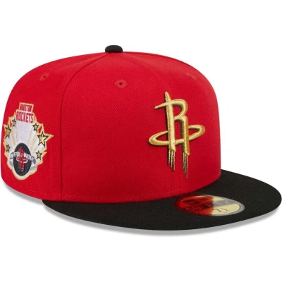 New Era Men's  Red, Black Houston Rockets Gameday Gold Pop Stars 59fifty Fitted Hat In Red,black