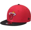 New Era Men's Red And Black Miami Heat 2-tone 9fifty Adjustable Snapback Hat In Red