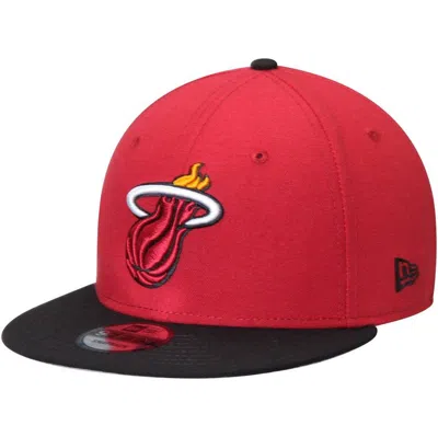 New Era Men's Red And Black Miami Heat 2-tone 9fifty Adjustable Snapback Hat In Red,black