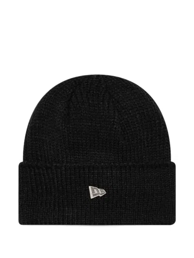 New Era Ribbed-knit Turn-up Beanie Hat In Black