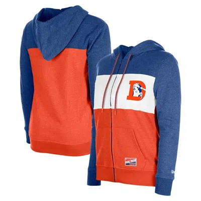 New Era Royal Denver Broncos Color-block Full-zip Hoodie