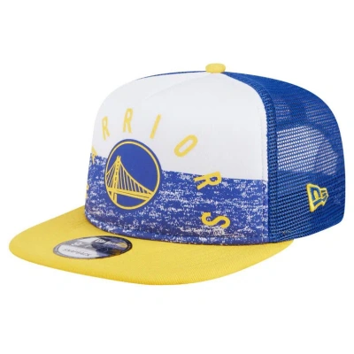 New Era Royal Golden State Warriors Arch A-frame Trucker 9fifty Snapback Hat In Multi