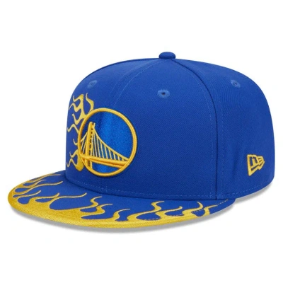 New Era Royal Golden State Warriors  Rally Drive Flames 9fifty Snapback Hat