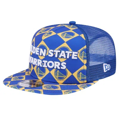 New Era Royal Golden State Warriors Seeing Diamonds A-frame Trucker 9fifty Snapback Hat