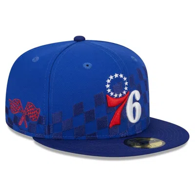 New Era Men's  Royal Philadelphia 76ers 2024 Nba All-star Game Rally Drive Checkerboard 59fifty Crown