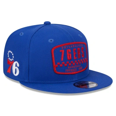 New Era Royal Philadelphia 76ers  Rally Drive Finish Line Patch 9fifty Snapback Hat In Blue