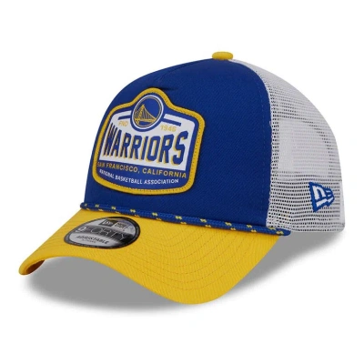 New Era Men's  Royal, Gold Golden State Warriors 2024 Nba All-star Game A-frame 9forty Trucker Hat In Royal,gold
