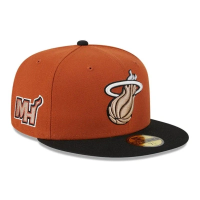 New Era Men's  Rust, Black Miami Heat Two-tone 59fifty Fitted Hat In Rust,black